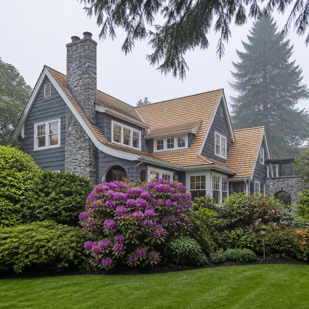 Heritage home with new natural cedar shake roof in Oak Bay